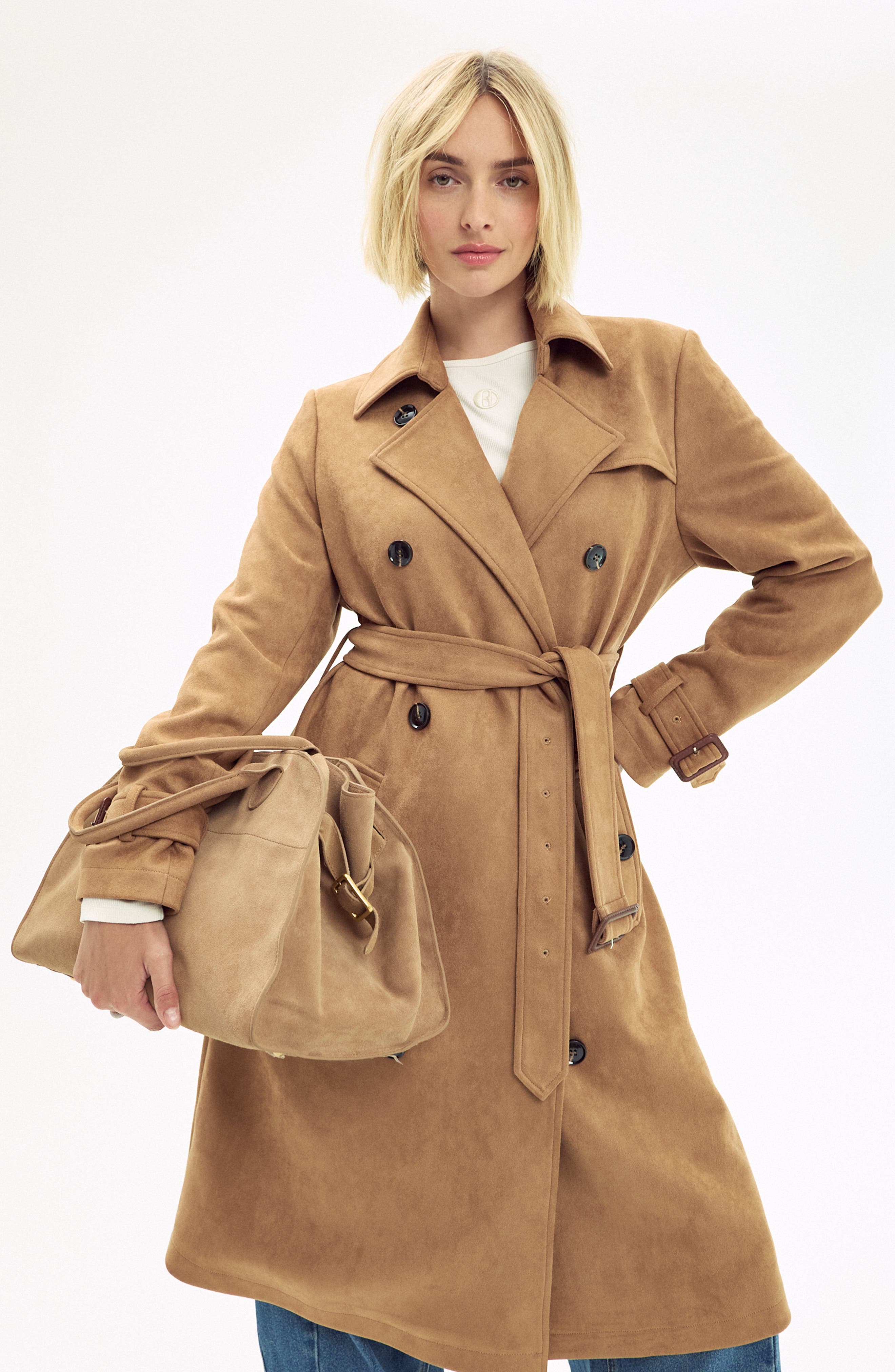Leather Bowler Bag, Alternate, color, TAN SUEDE
