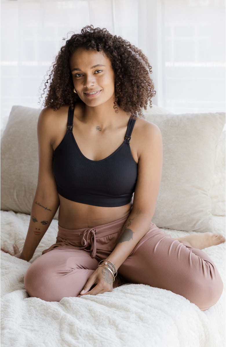 Kindred Bravely Mia Maternity & Nursing Lounge Bra- Fits Sizes 30B-44D, Alternate, color, Black