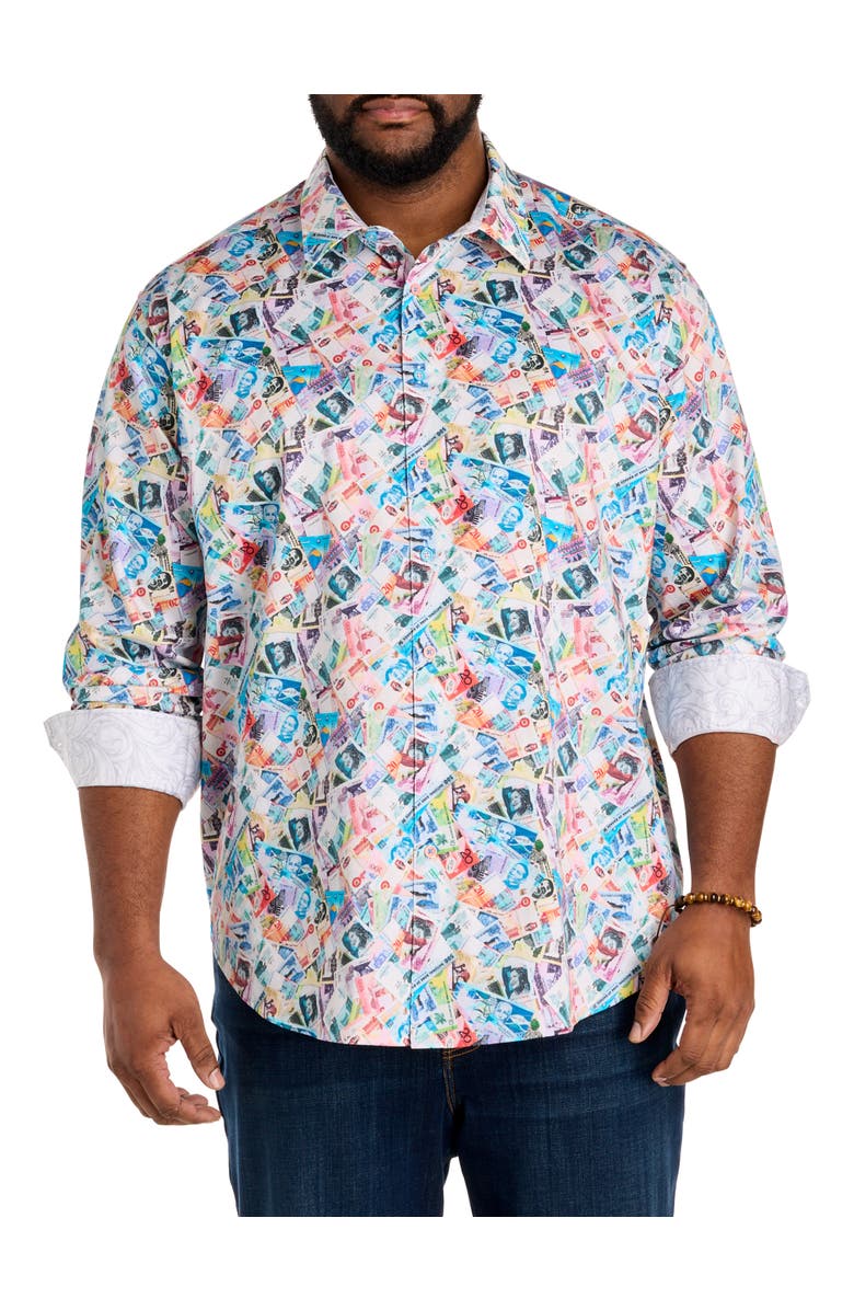 Robert Graham DXL Big & Tall Vacation Fund Sport Shirt, Main, color, Multi