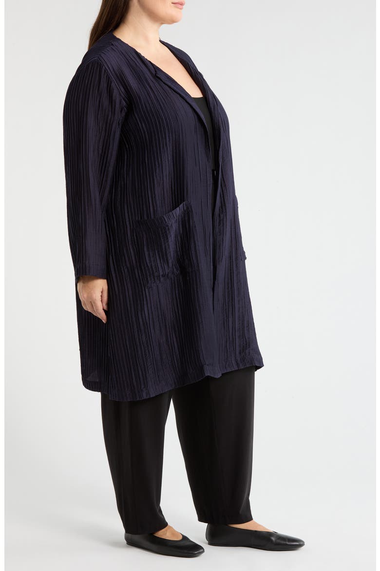 Micropleat Collarless Jacket, Alternate, color, INK