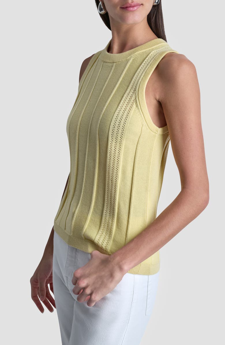 DKNY Sleeveless Cotton Multistitch Sweater, Alternate, color, Buttercream