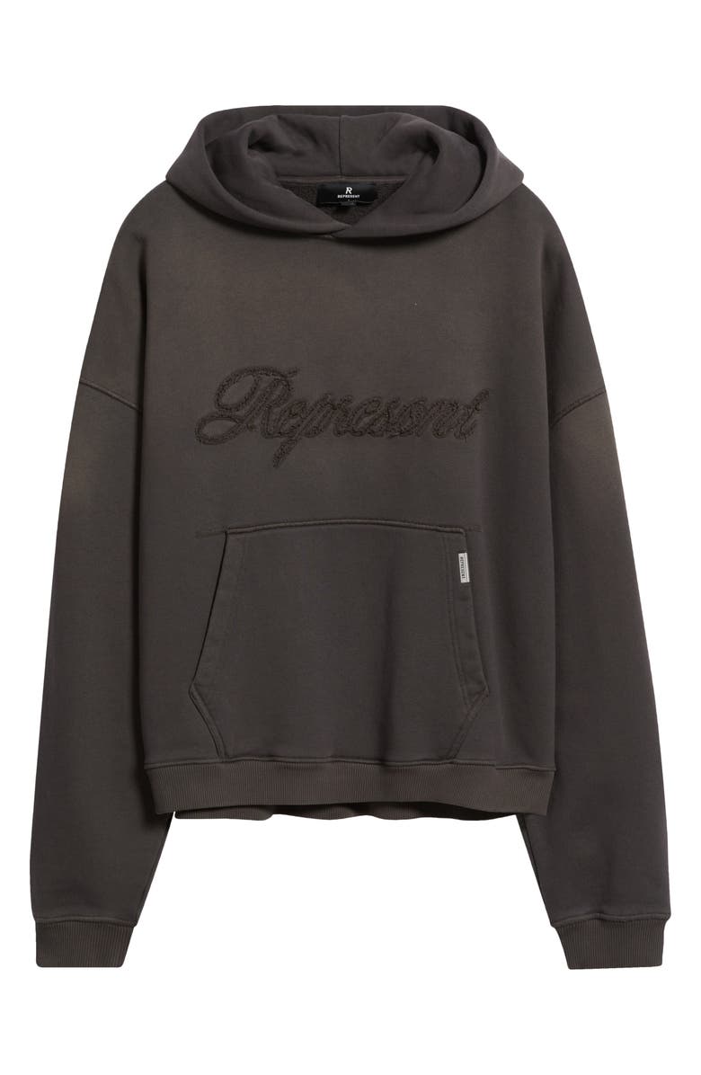 Represent Cotton Logo Appliqué Hoodie, Alternate, color, After Dark