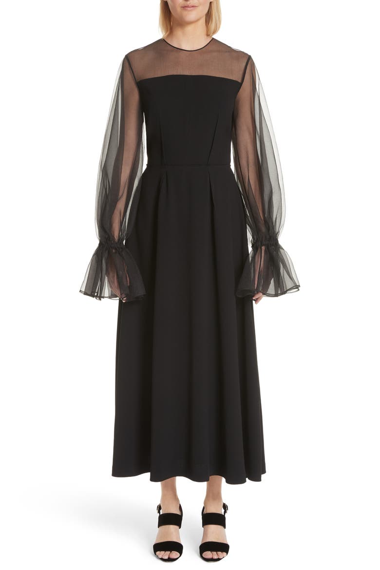 Lois Organza Dress, Main, color, BLACK