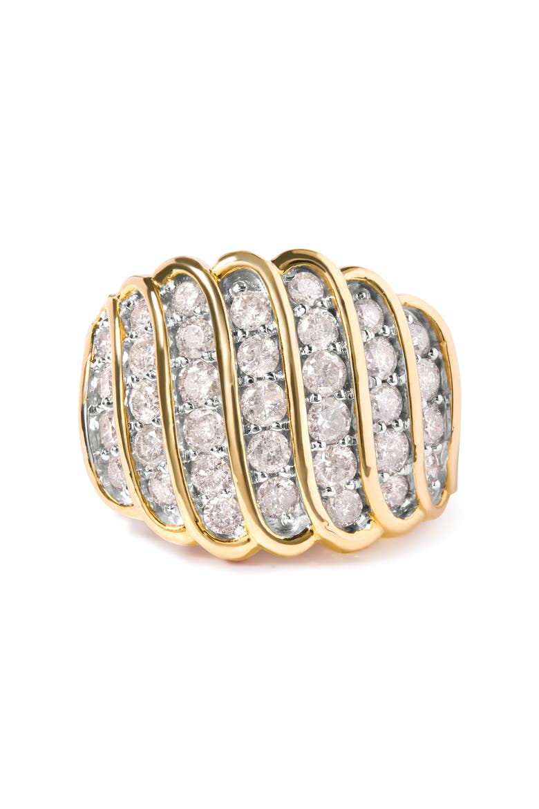 14K Yellow Gold Plated Silver 2.00 Cttw Diamond Multi Row Band Ring, Main, color, Yellow