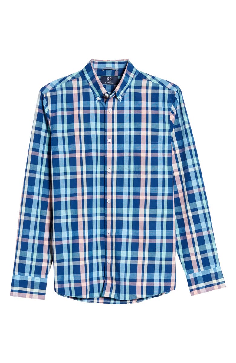 1901 Slim Fit Plaid Button-Down Shirt, Alternate, color,