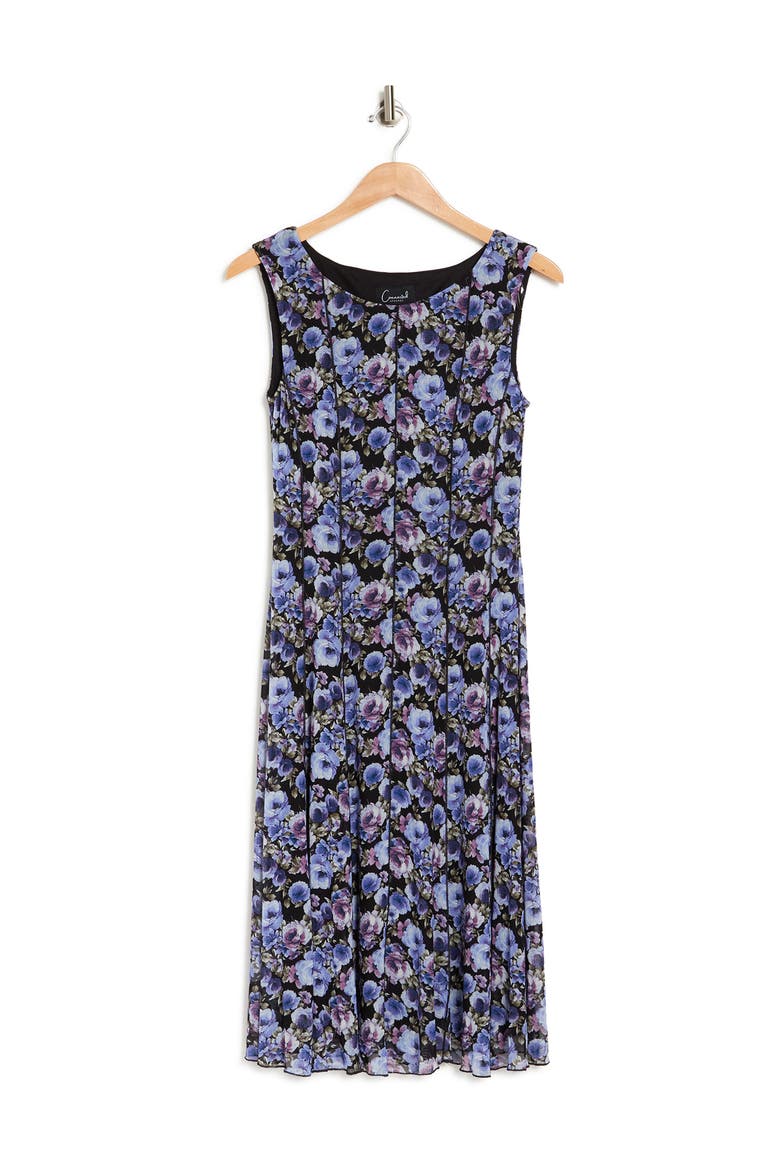 Floral Mesh Panel Dress, Alternate, color, PERIWINKLE