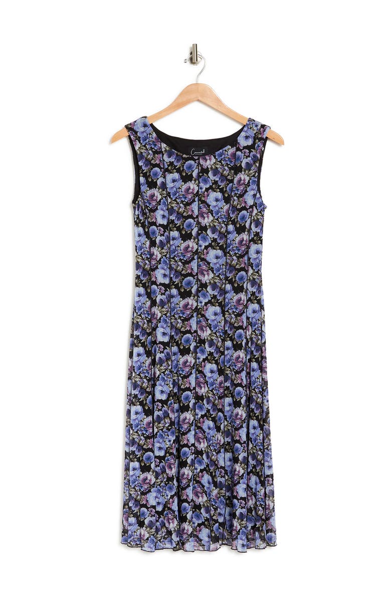 Connected Apparel Floral Mesh Panel Dress, Alternate, color, 