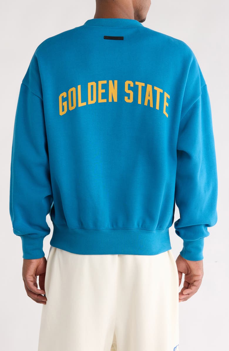 Fear of God Essentials x NBA Warriors Sport Fit Crewneck Sweatshirt, Alternate, color, Blue Sapphire