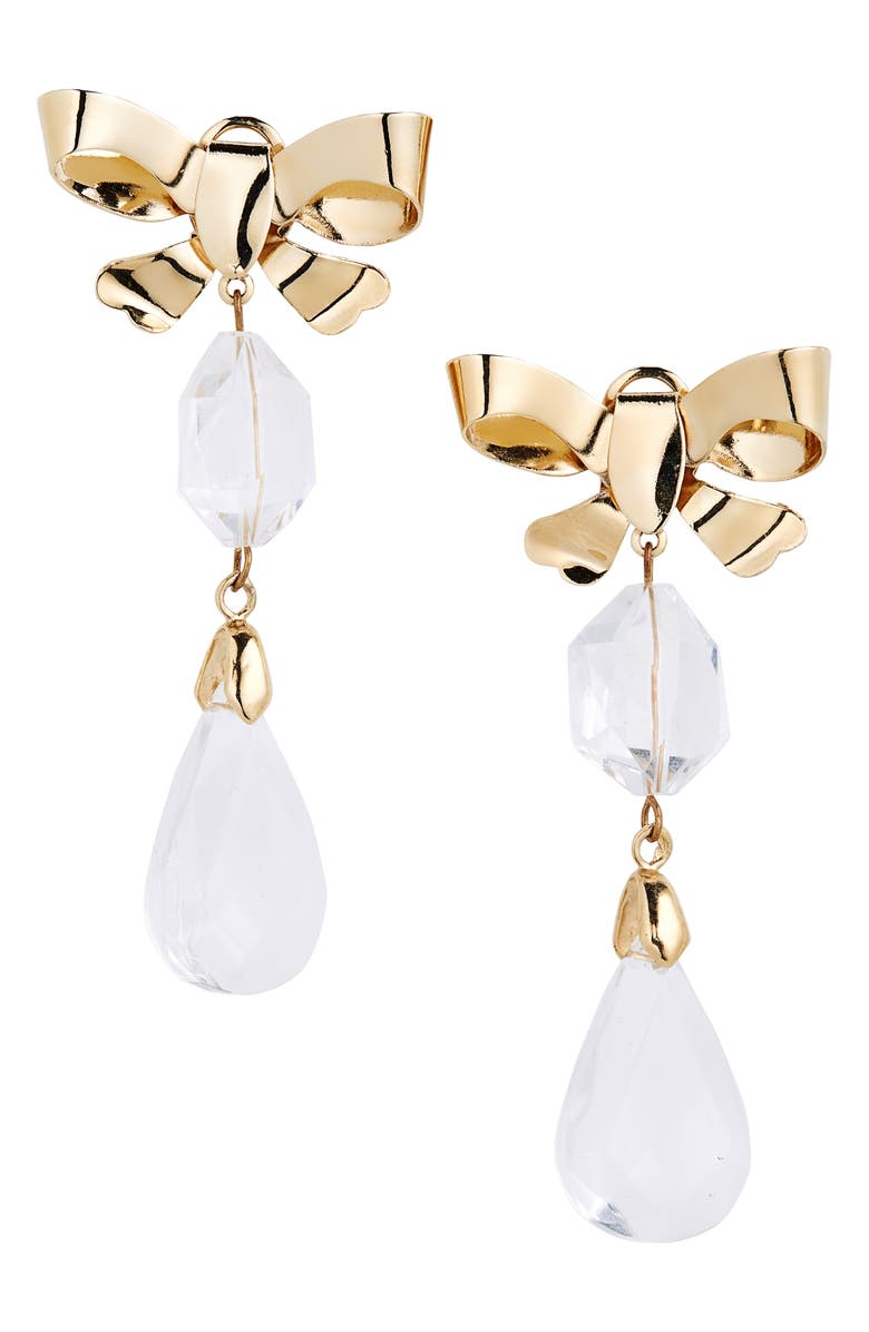 Carolina Herrera Bow Crystal Drop Earrings, Main, color,