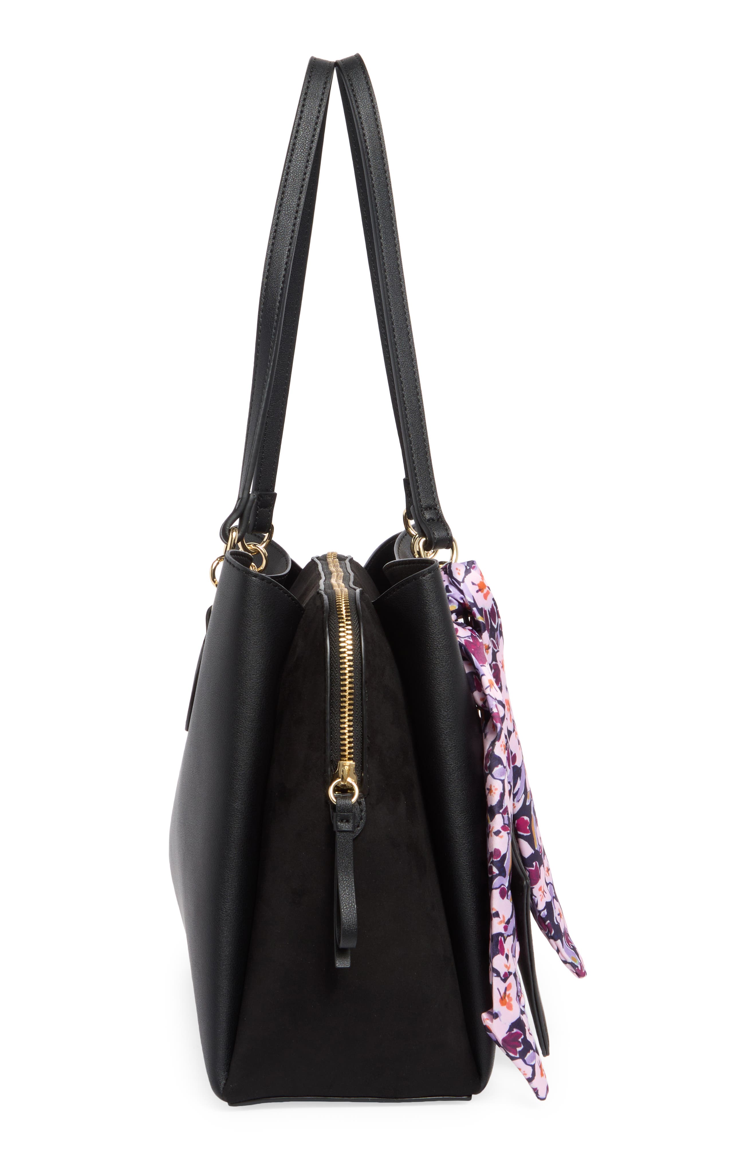 Orly Triple Compartment Shoulder Bag, Alternate, color, BLACK