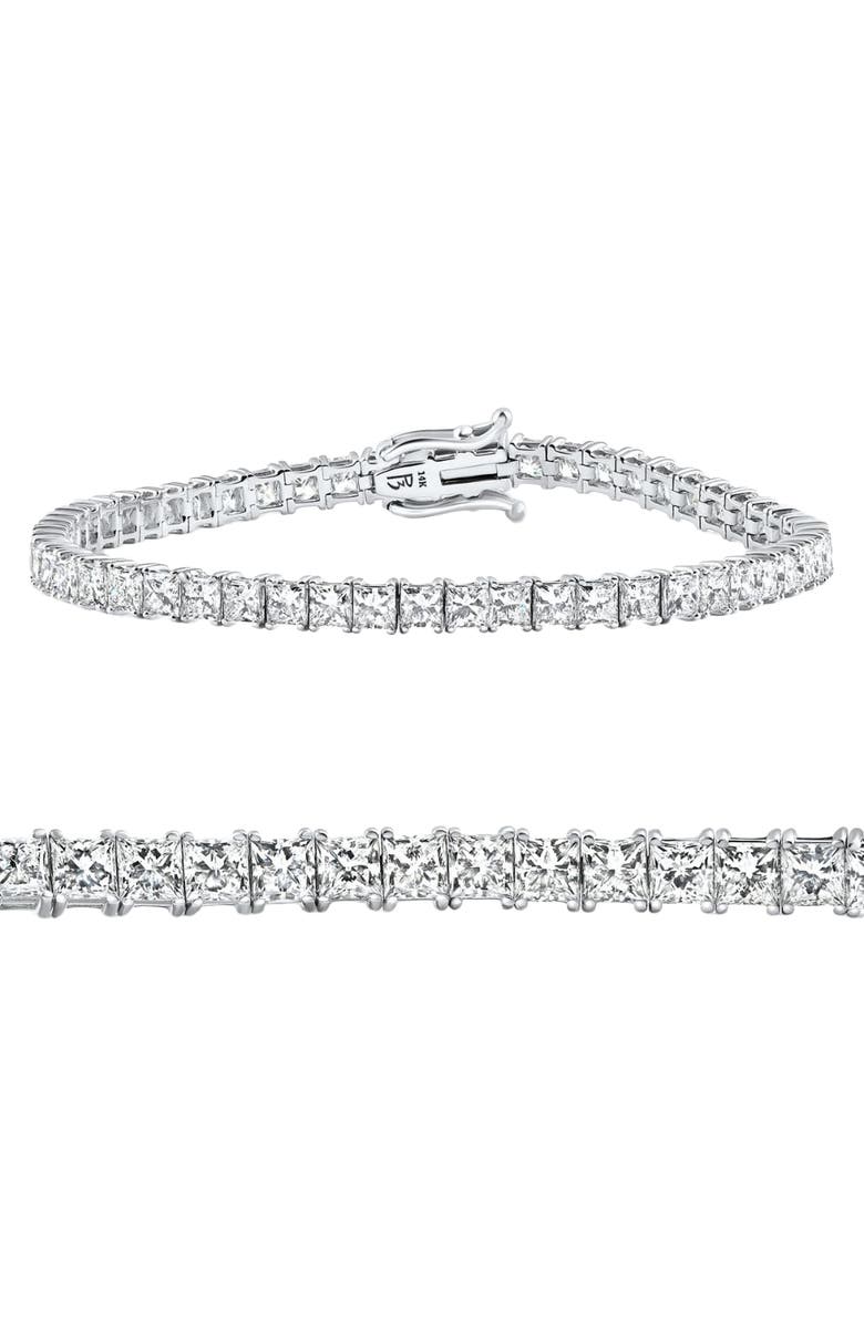 Bliss Diamond 9.20Ct Princess Cut Diamond 7" Tennis Bracelet 14k Gold Lab Grown, Main, color, 