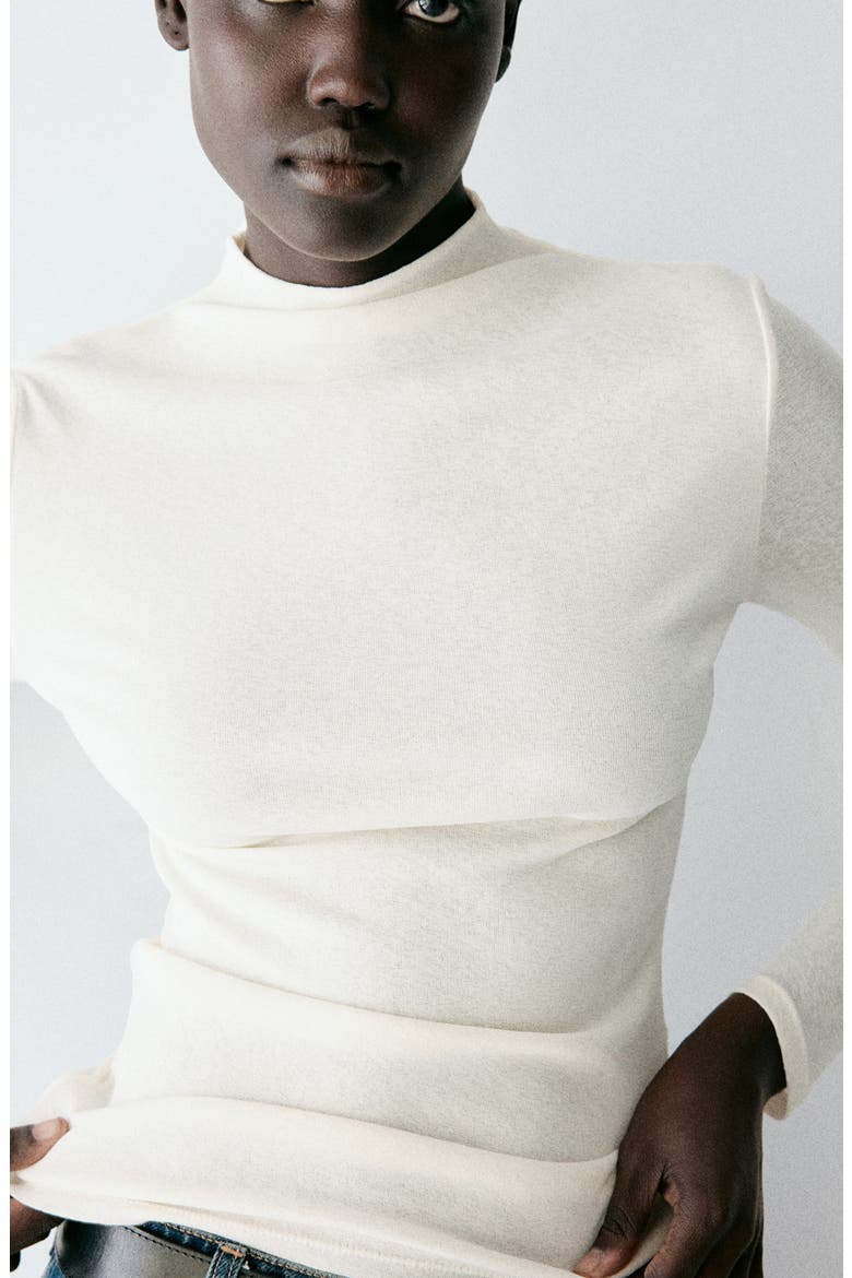 Fitted Turtleneck T-Shirt, Alternate, color, ECRU