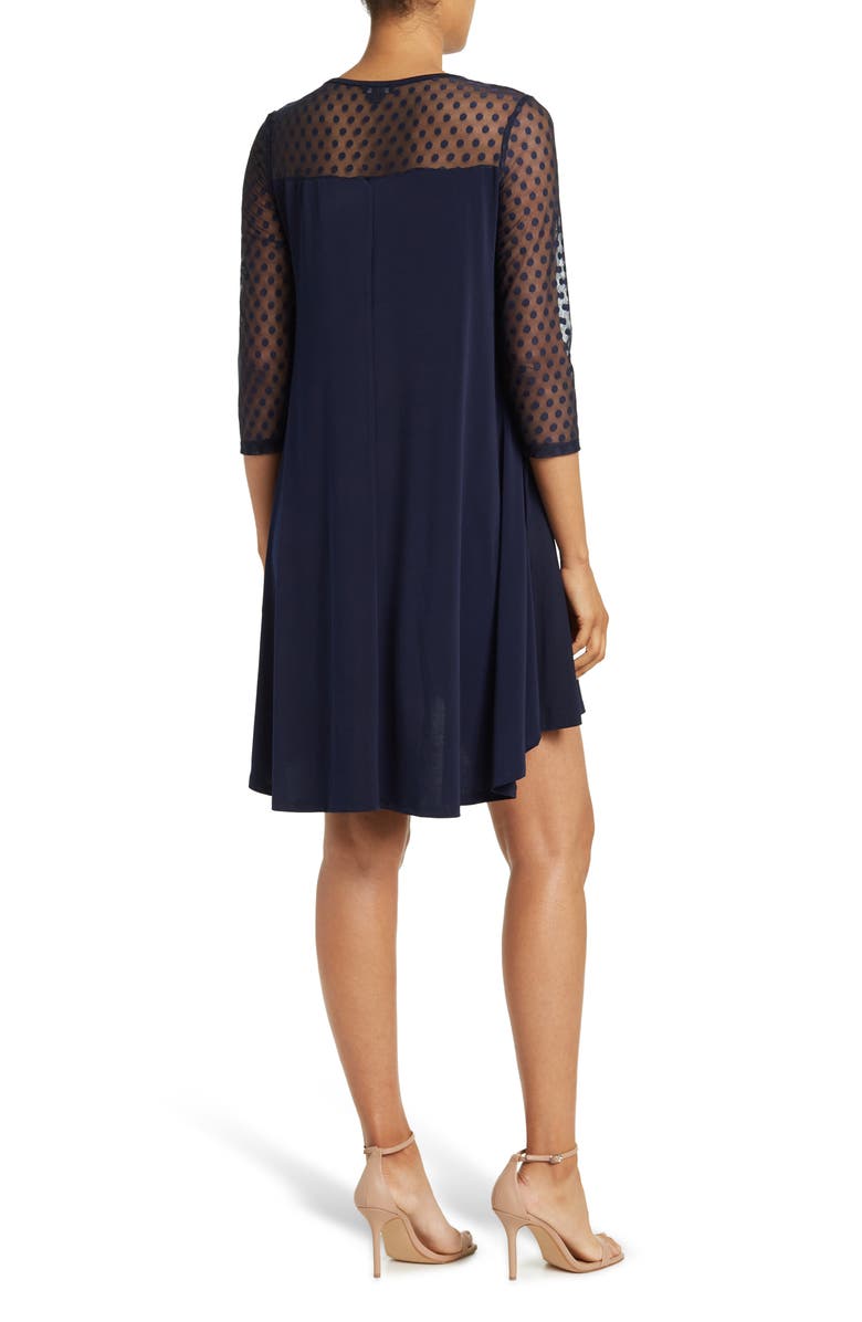 Nina Leonard Mesh Hi-Lo Dress, Alternate, color, Navy