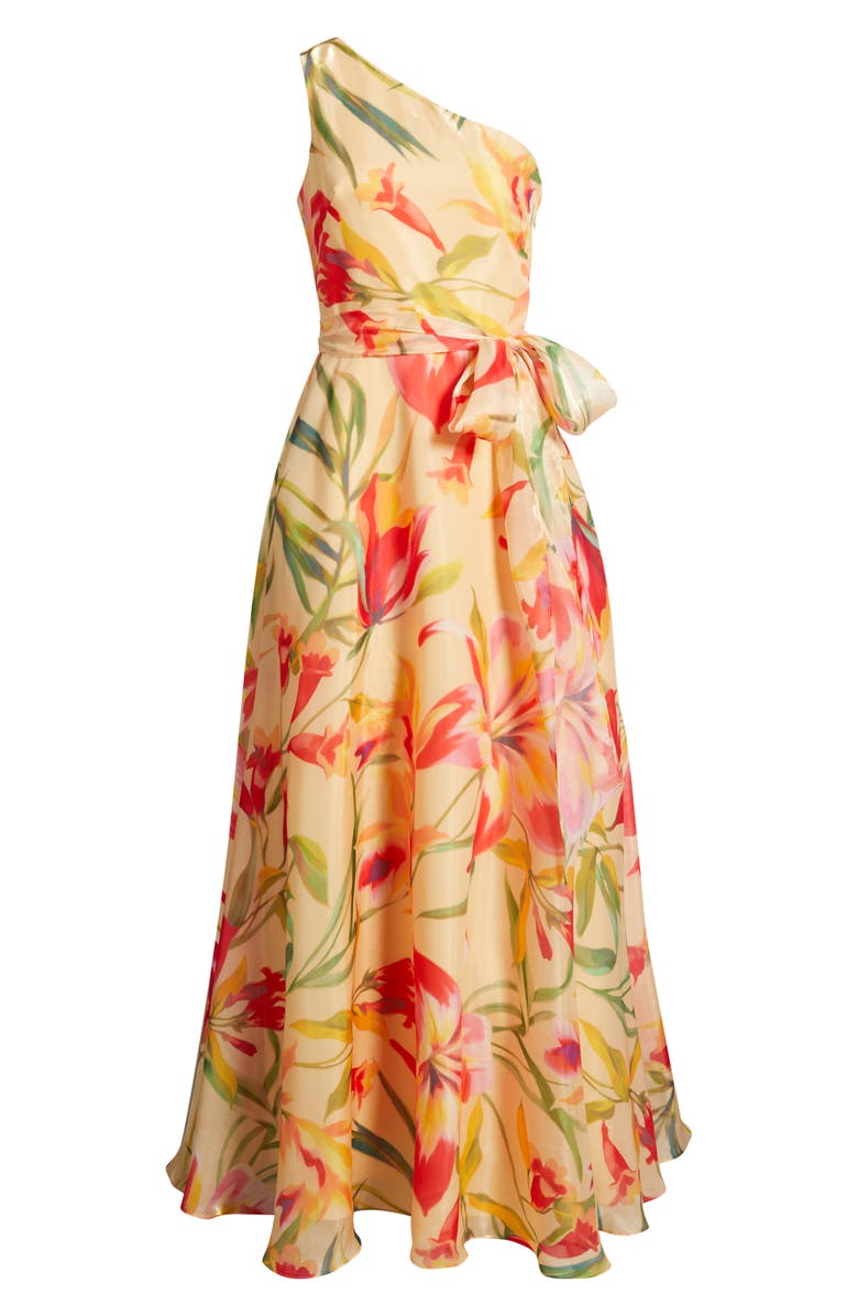 Eliza J Floral One-Shoulder Gwon, Alternate, color, Yellow