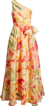 Eliza J Floral One-Shoulder Gwon
