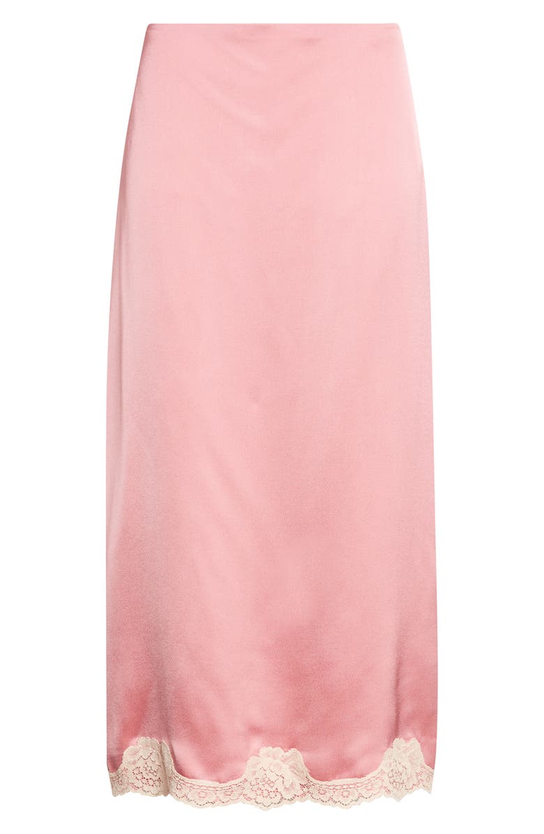 Valentino Lace Trim Satin Cady Slip Skirt, Main, color, Dusty Rose