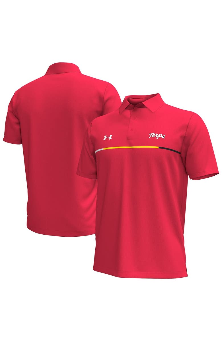 Under Armour Men's Under Armour Red Maryland Terrapins Playoff Chest Stripe Performance Polo, Main, color, Red