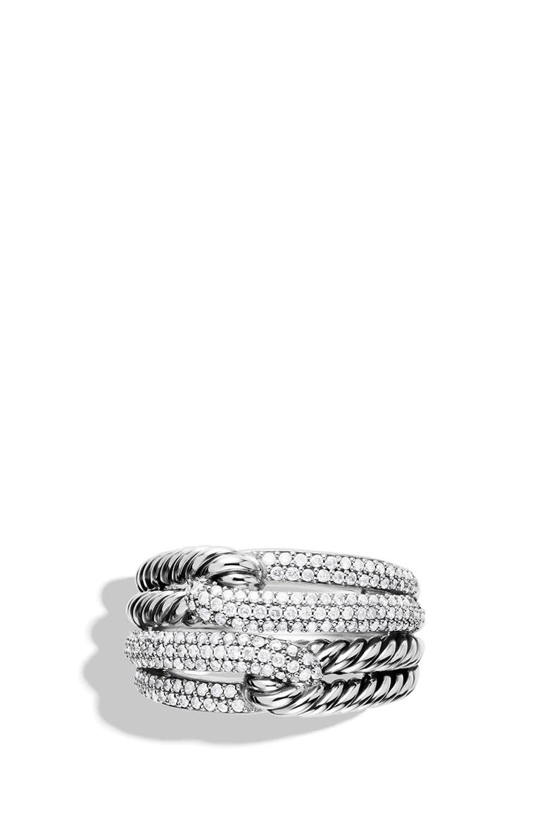 'Labyrinth' Double-Loop Ring with Diamonds, Alternate, color, DIAMOND