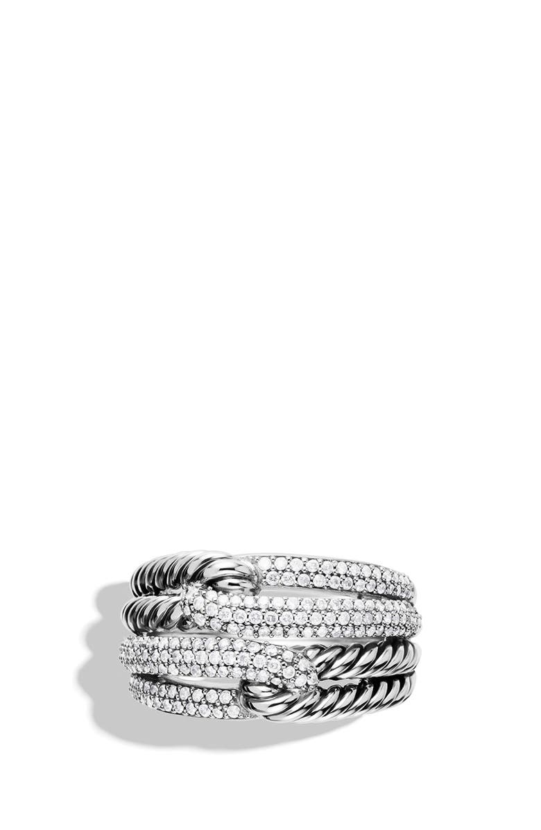 David Yurman 'Labyrinth' Double-Loop Ring with Diamonds, Alternate, color,