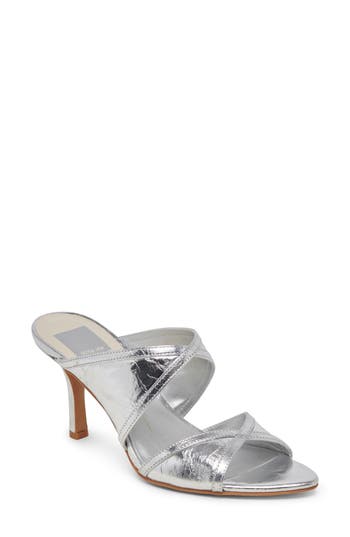 Dolce Vita Mandel Double Strap Sandal In Silver Crinkle