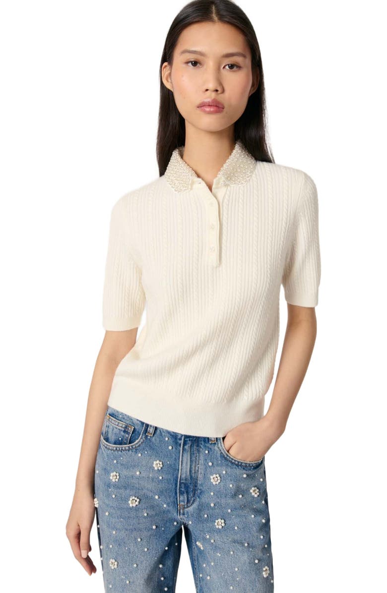 maje Collared polo short sleeve shirt, Alternate, color, 