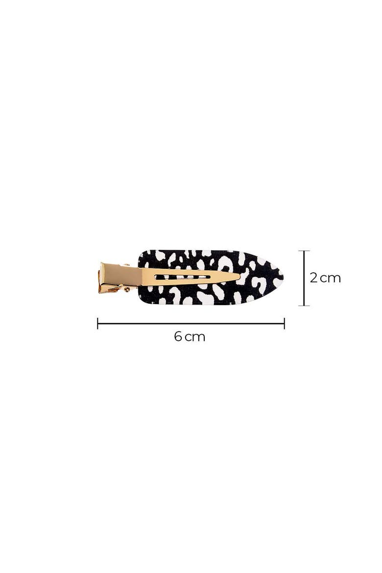 Animal Print Creaseless Clip Set, Alternate, color, Black & White
