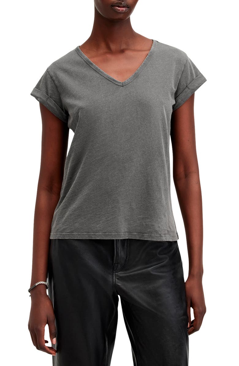 AllSaints Anna V-Neck Cotton T-Shirt, Main, color,