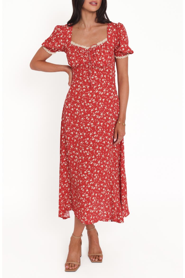 Francine Floral Midi Dress, Main, color, RED FLORAL