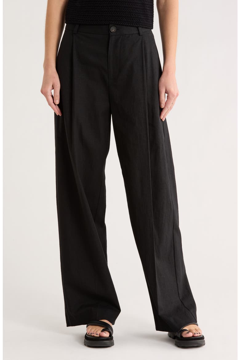 High Waist Tailored Wide Leg Pants, Main, color, SOFT BLACK