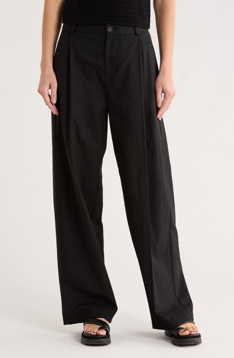 Vince High Waist Tailored Wide Leg Pants, Main, color, Soft Black