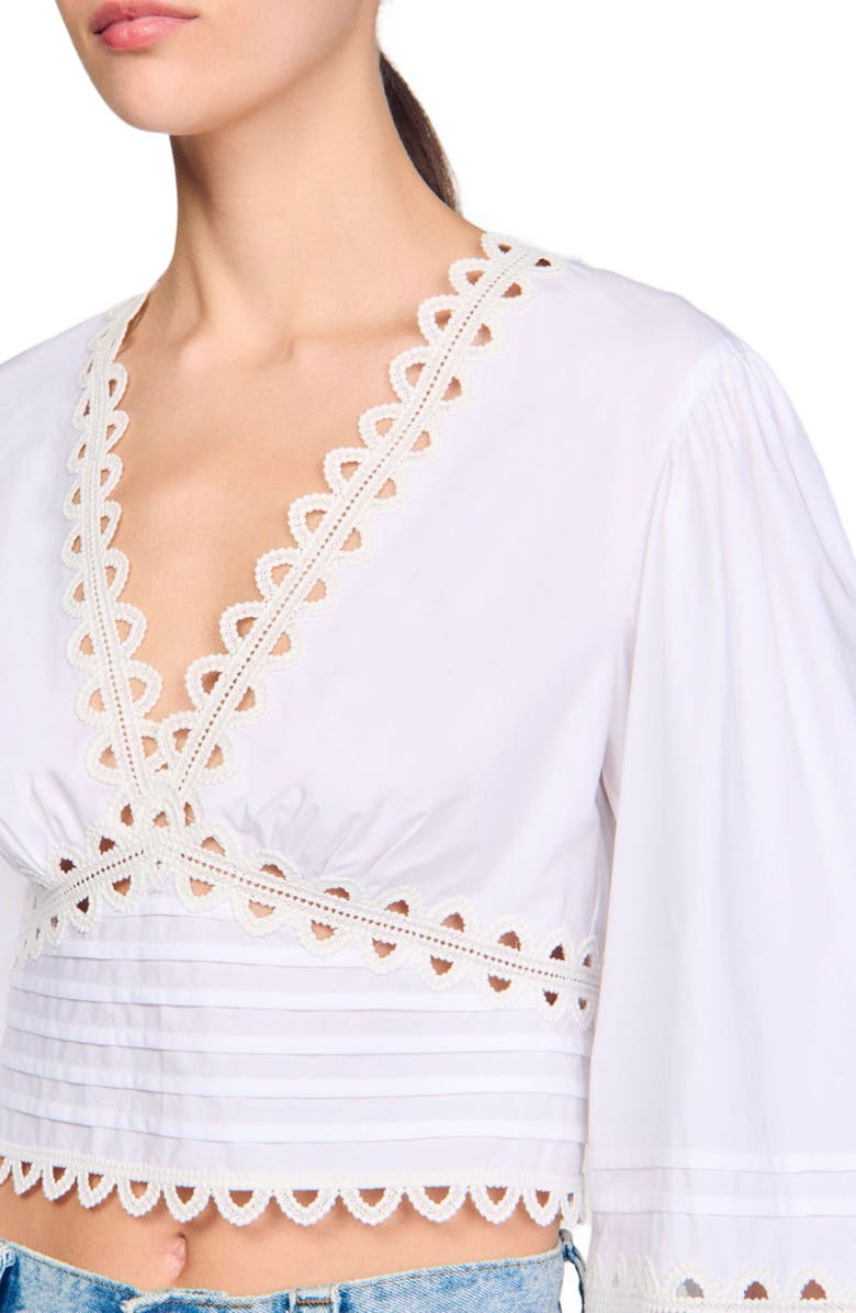 SANDRO Poplin crop top, Alternate, color,