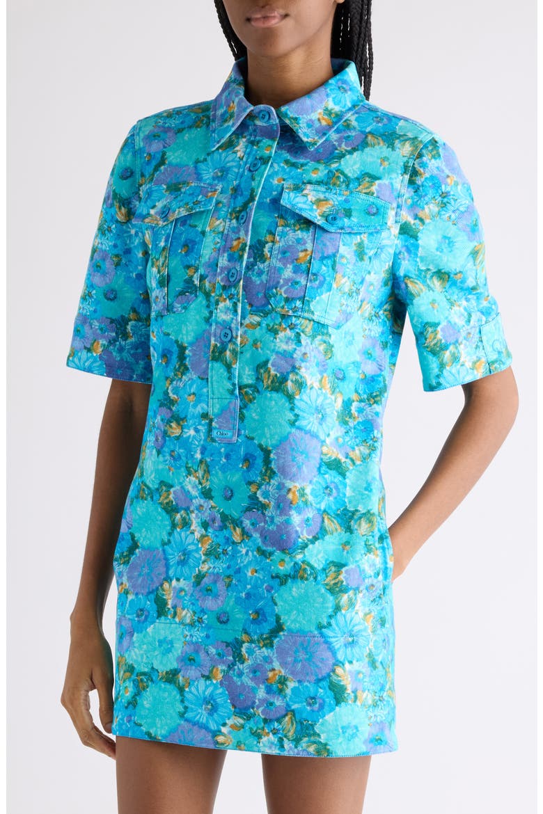 Daisies Twill Minidress, Alternate, color, MULTICOLOR BLUE