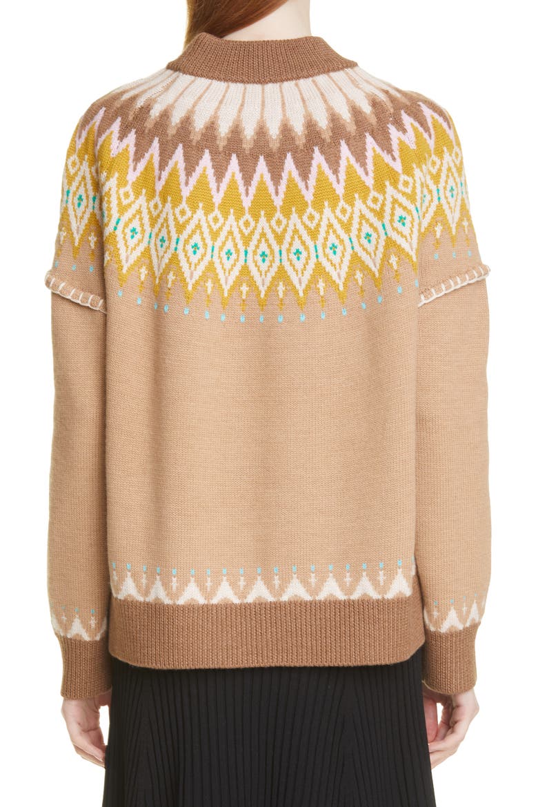 Fair Isle Merino Wool Mock Neck Sweater, Alternate, color, TAN MULTI