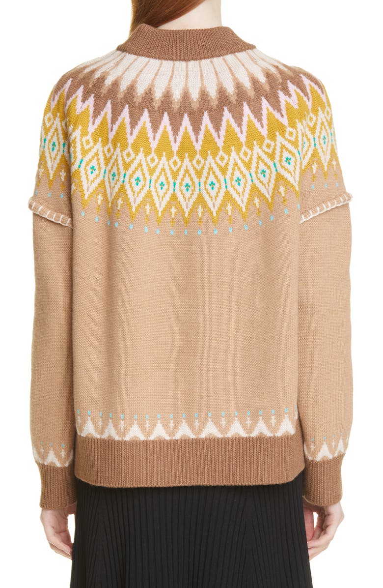 La Ligne Fair Isle Merino Wool Mock Neck Sweater, Alternate, color, 