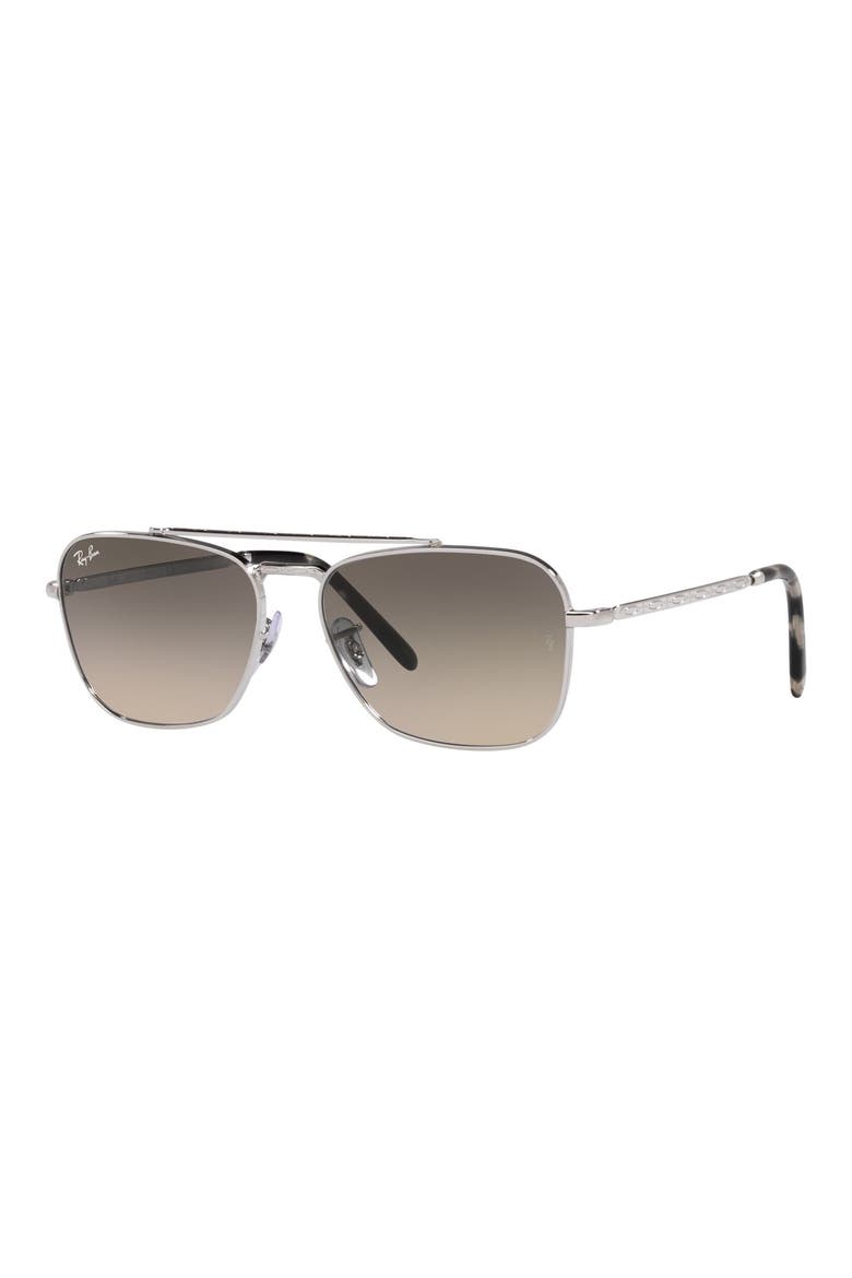 New Caravan 58mm Gradient Square Sunglasses, Alternate, color, SILVER / CLEAR GRADIENT GREY