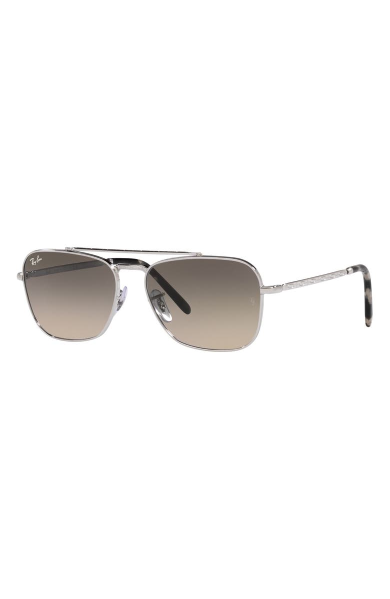 Ray-Ban New Caravan 58mm Gradient Square Sunglasses, Alternate, color, Silver / Clear Gradient Grey