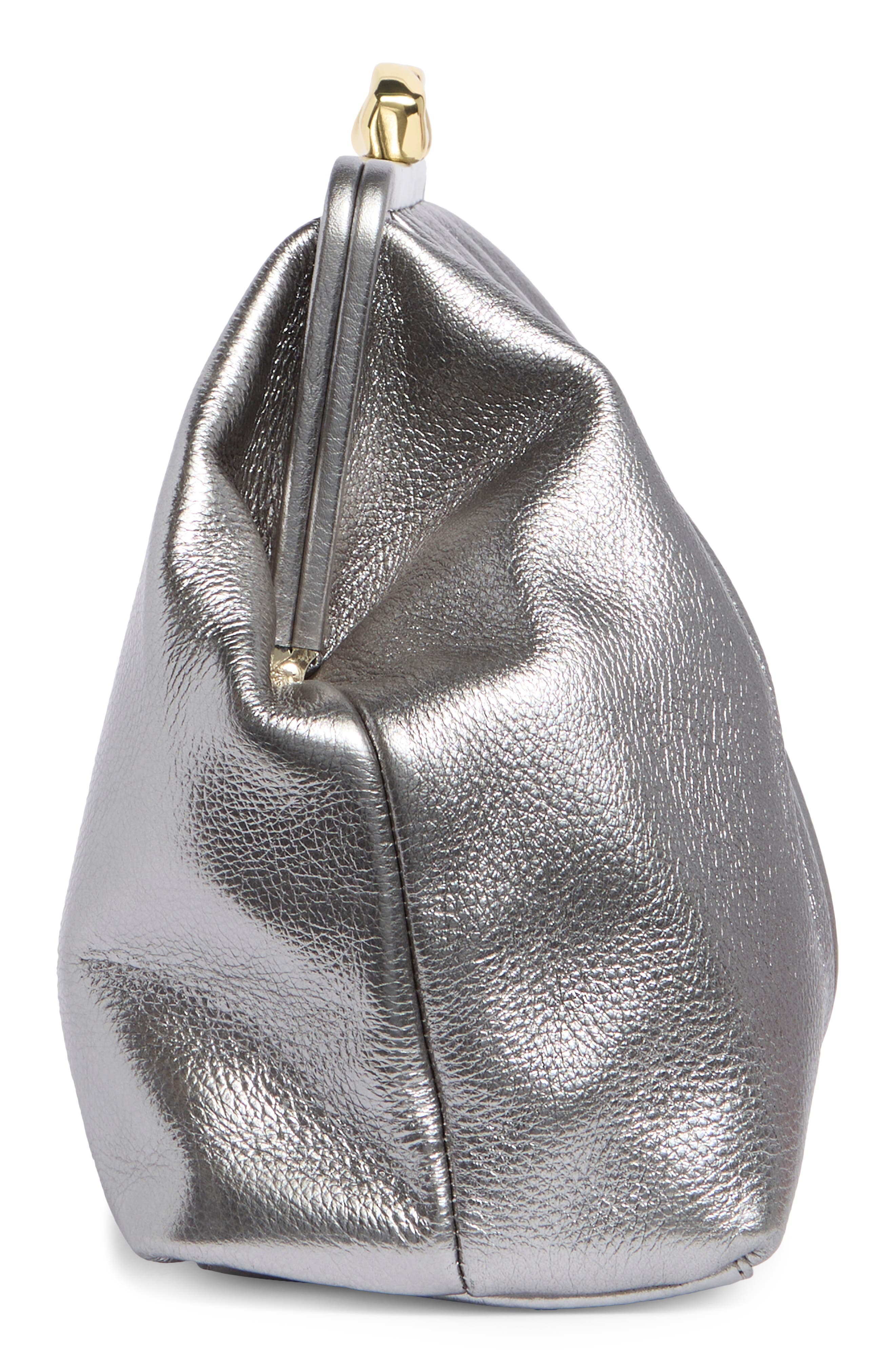 Frame XL Leather Clutch, Alternate, color, PEWTER