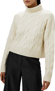 Lilysilk Women's Cable Knit Cashmere Turtleneck Sweater