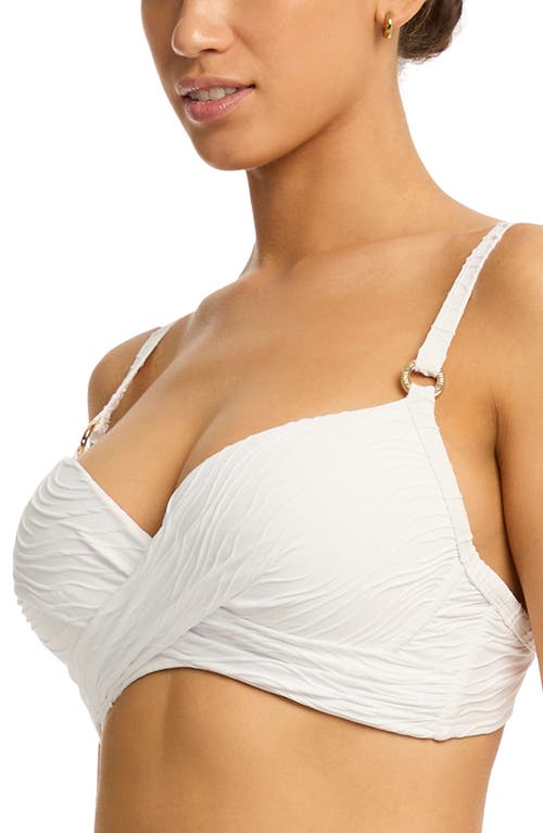 Sea Level De Soleil Cross Front D- & Dd-cup Molded Underwire Bikini Top In White