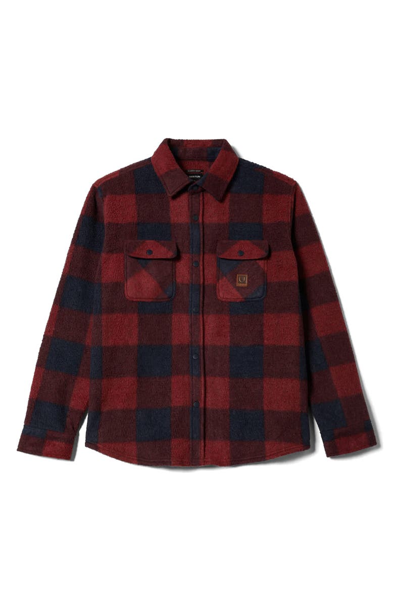 Brixton Bowery Arctic Stretch Fleece Snap Front Shirt, Alternate, color, Adrenaline Rush/ Mood Indigo