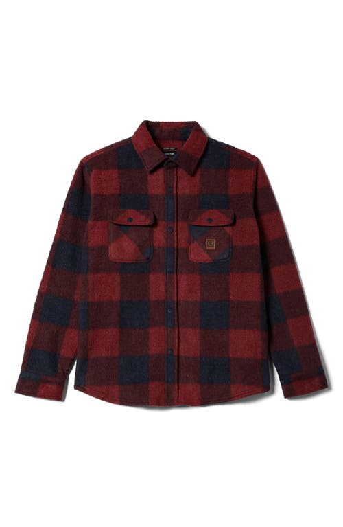 Brixton Bowery Arctic Stretch Fleece Snap Front Shirt In Burgundy