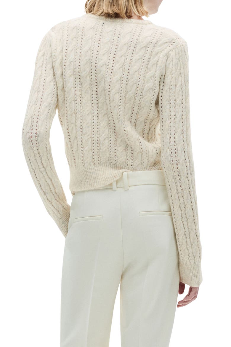 Cable Knit Openwork Sweater, Alternate, color, ECRU