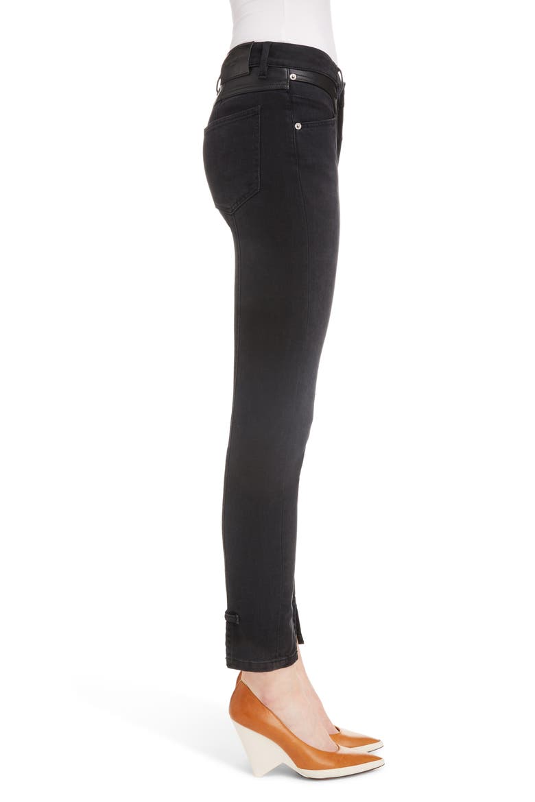 Leather Detail Ankle Skinny Jeans, Alternate, color, 001-BLACK