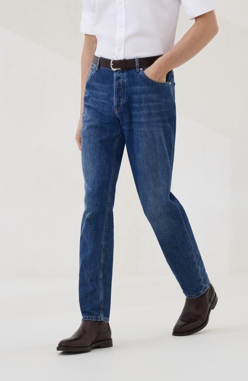 Brunello Cucinelli Relaxed Fit Denim Pants With Tapered Leg In Blue