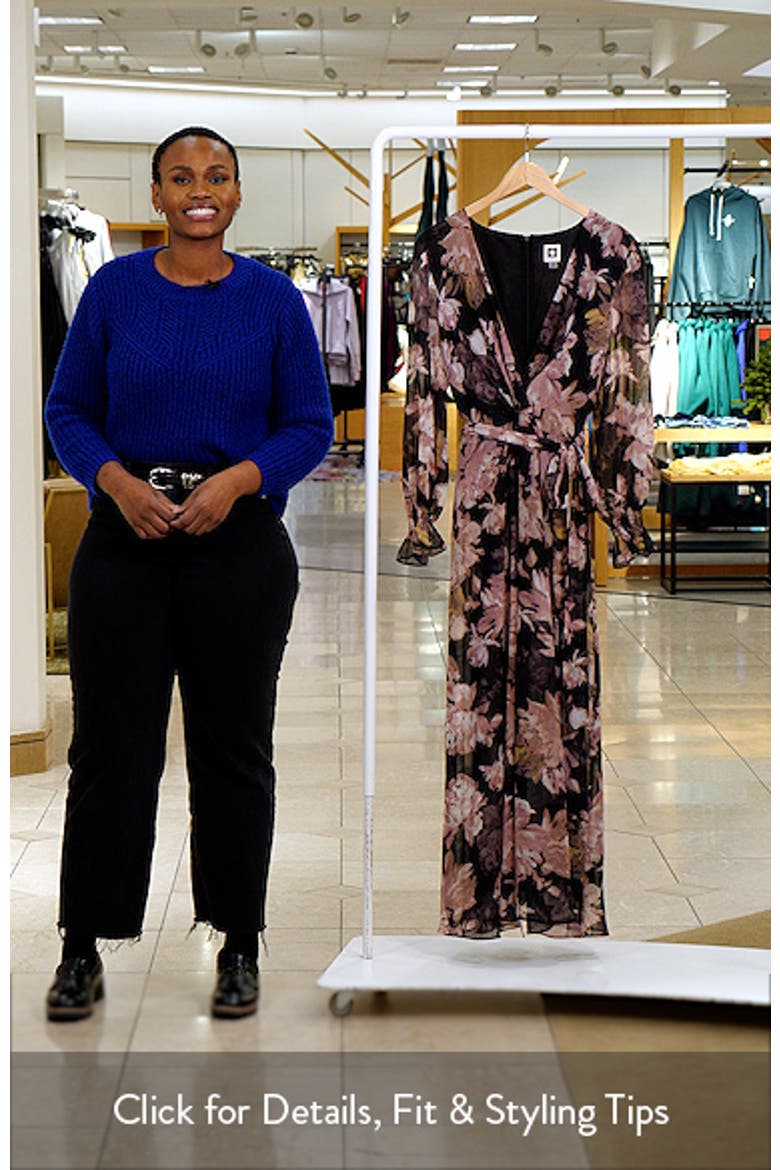 Metallic Long Sleeve Faux Wrap Maxi Dress video