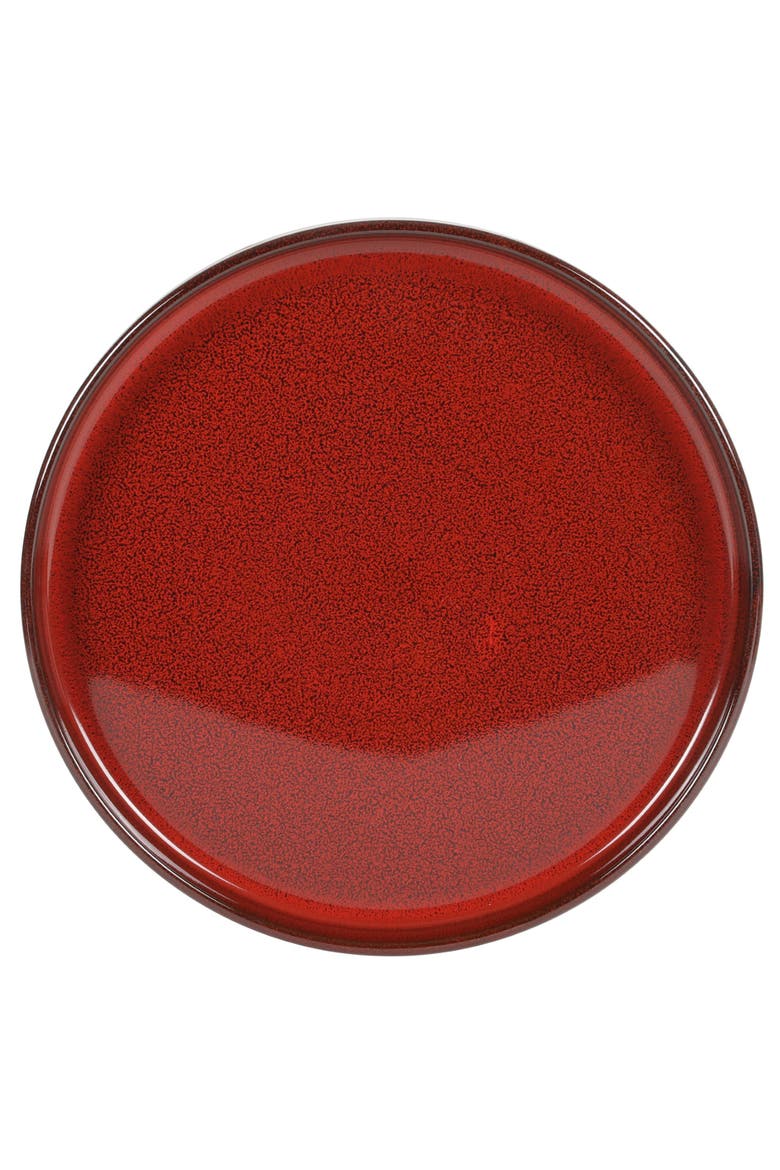 Santorini Mist 16 Piece Terracotta Reactive Glaze Plates and Bowls Dinnerware Set, Alternate, color, Garnet Red
