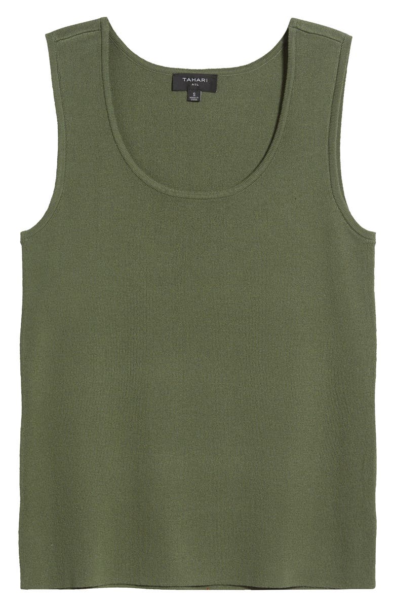Tahari ASL Scoop Neck Sweater Tank, Alternate, color, Martini Olive