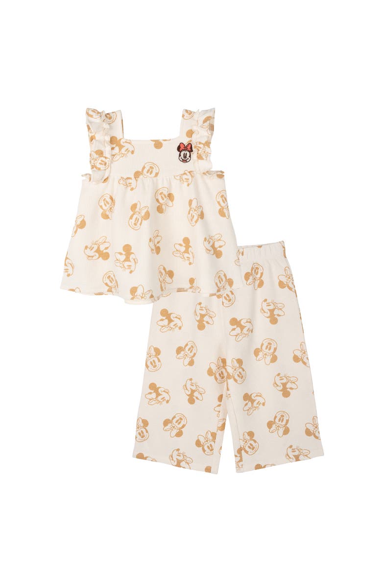 Disney Minnie Mouse Sleeveless 2-Piece Tank Top and Pants Set, Main, color, Minnie Ochre White