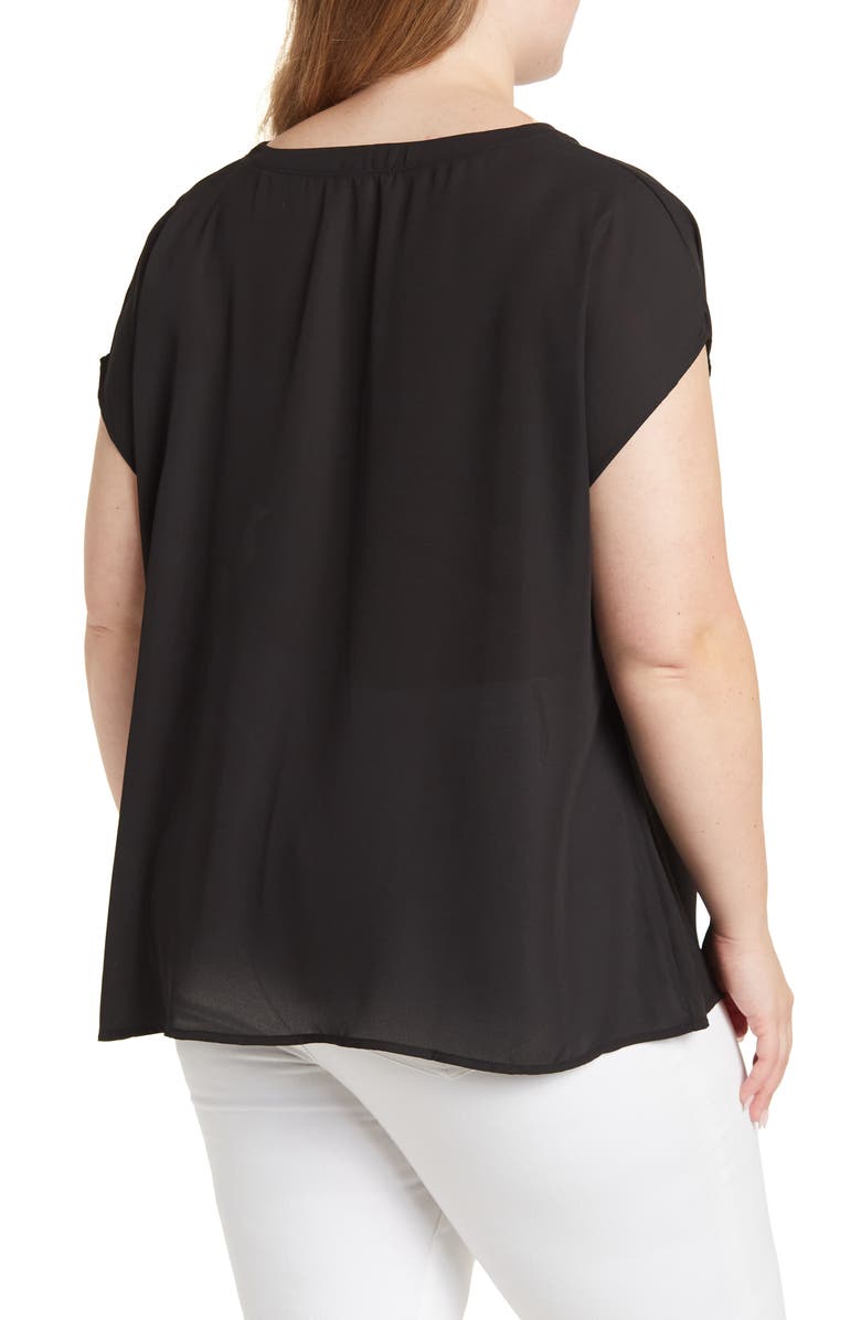 Pleione Twisted Hem Hi-Low Top, Alternate, color, Black