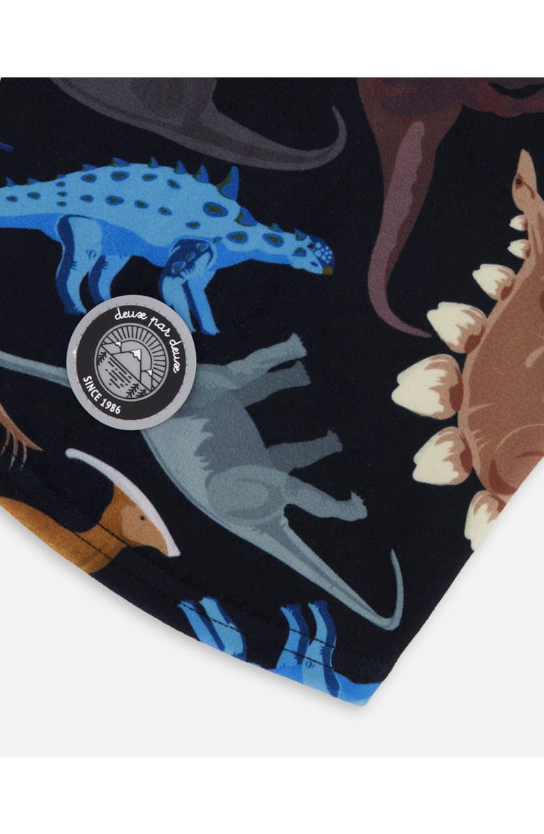 Deux par Deux Brushed Jersey Balaclava Dinosaur, Alternate, color, Black